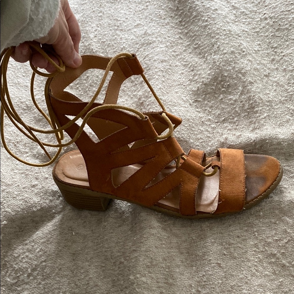 Wild Diva Tan Gladiator Sandals with lace up